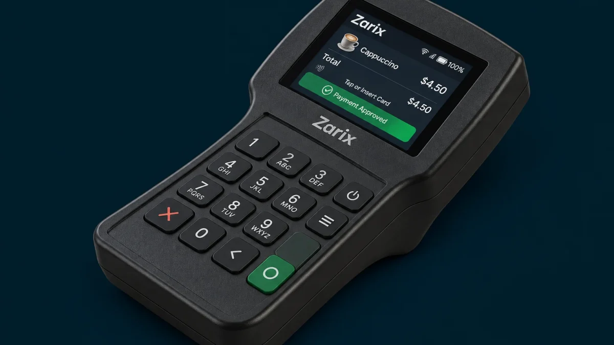 Zarix smart payment device with a transaction display and keypad